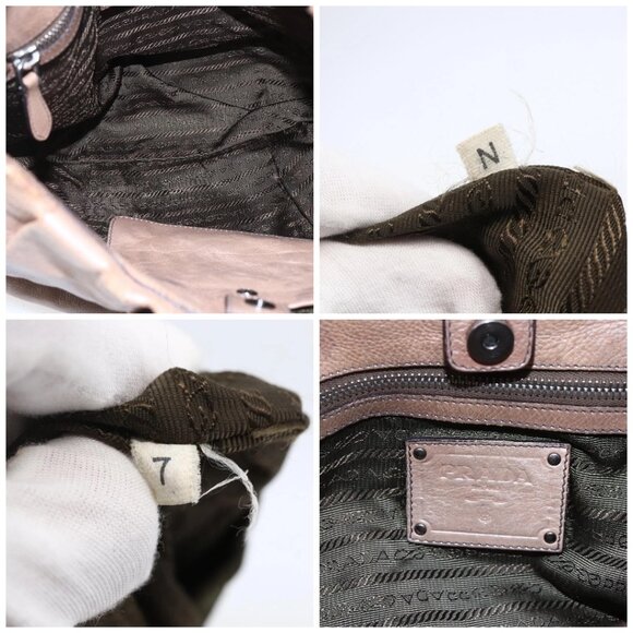 PRADA Shoulder Bag Leather Beige Silver Auth - Picture 14 of 15